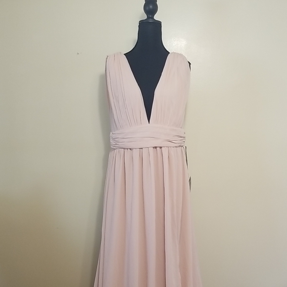 NWT Lulus Heavenly Hues Blush Pink Maxi Dress Elegant Formal Special Occasion XL - Picture 2 of 14